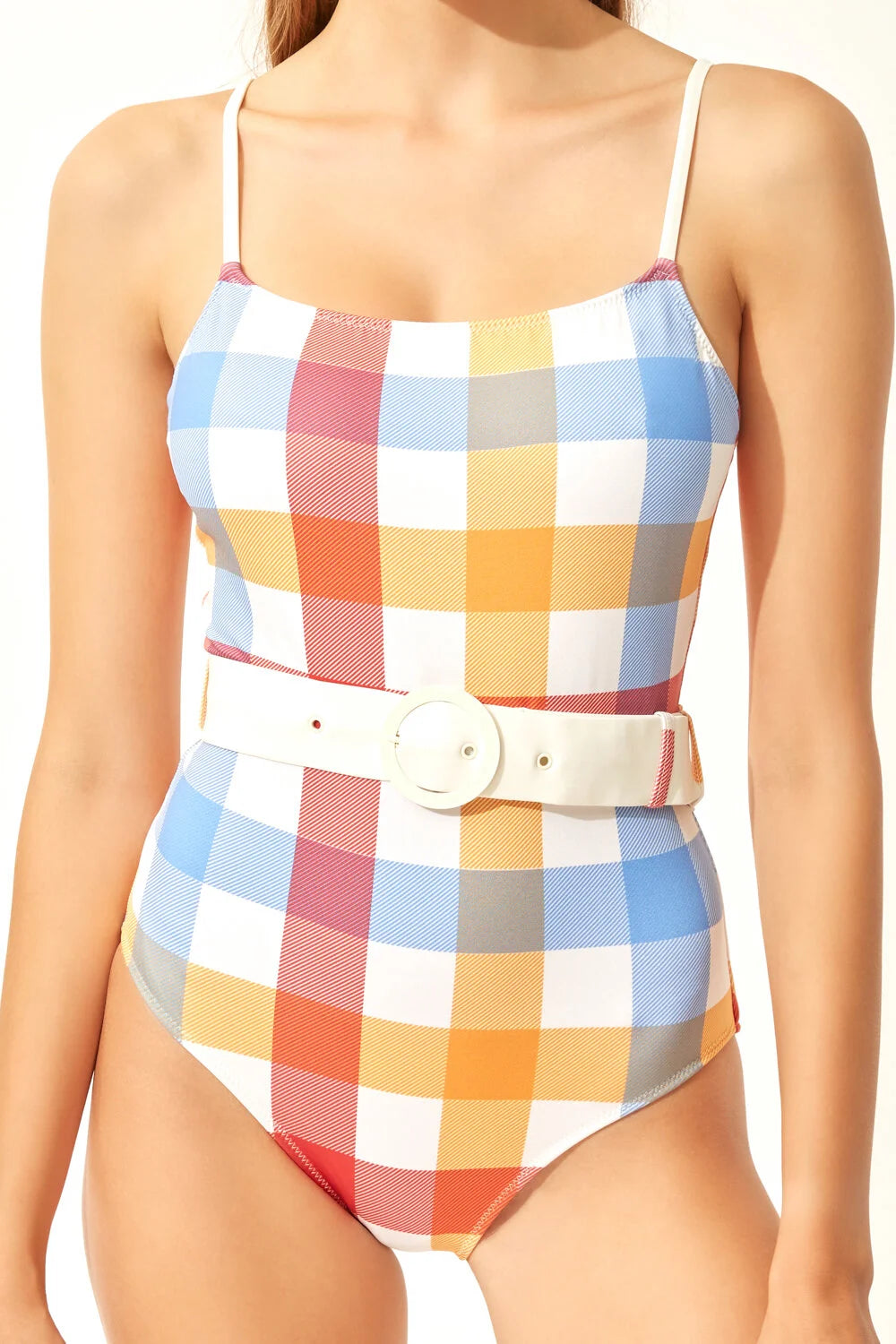 Solid & Striped The Nina Belt One Piece - Beach Plaid