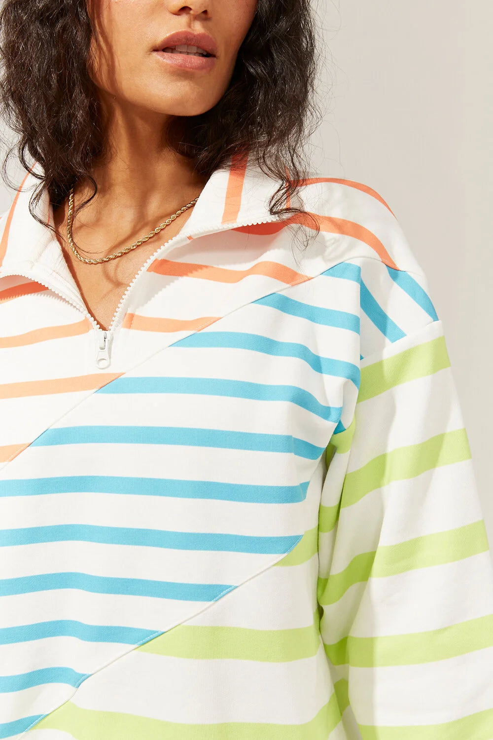 Solid & Striped The Pullover - Colorblocked Stripe Ocean
