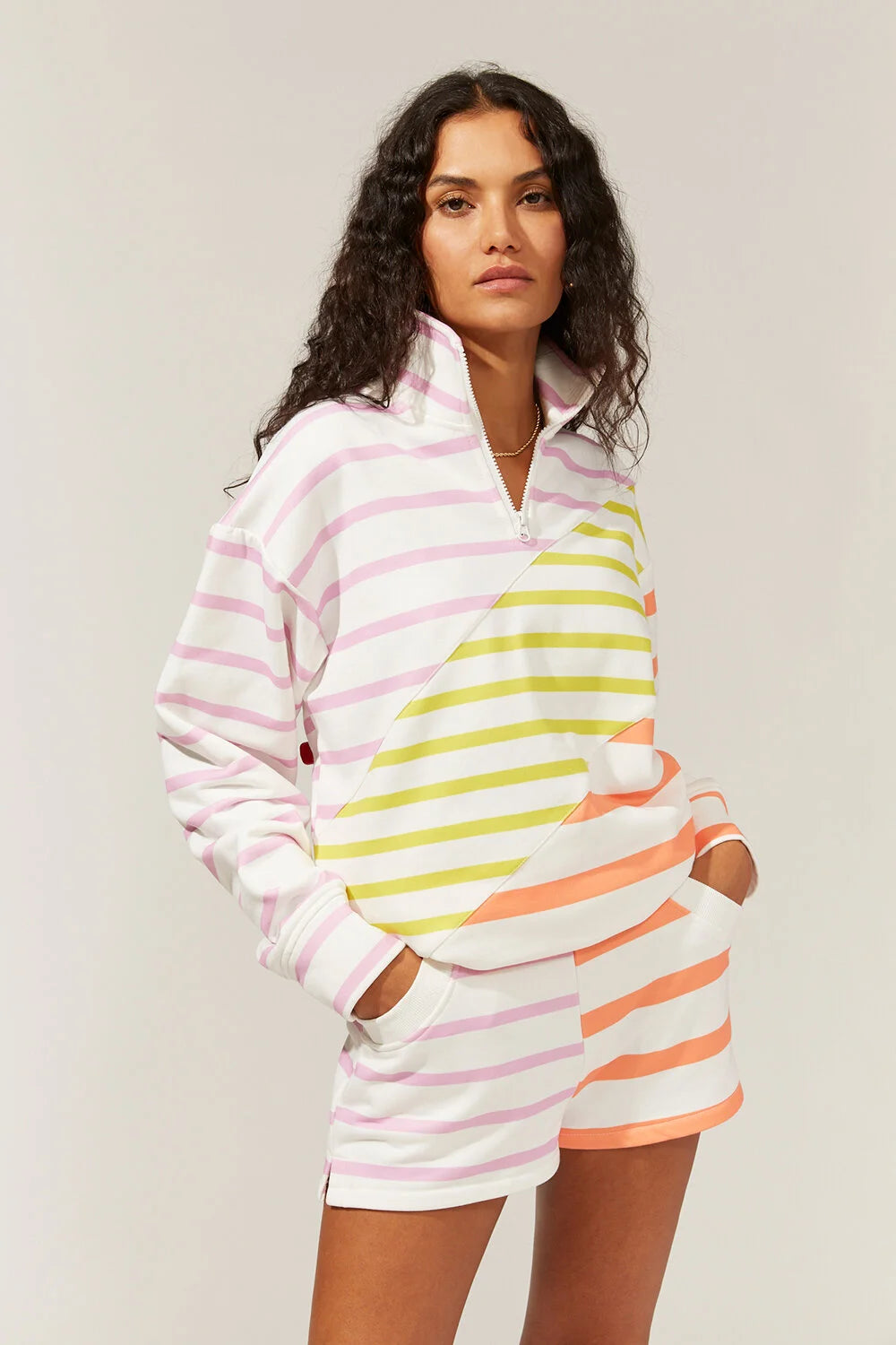 Solid & Striped The Pullover - Colorblocked Stripe Sorbet