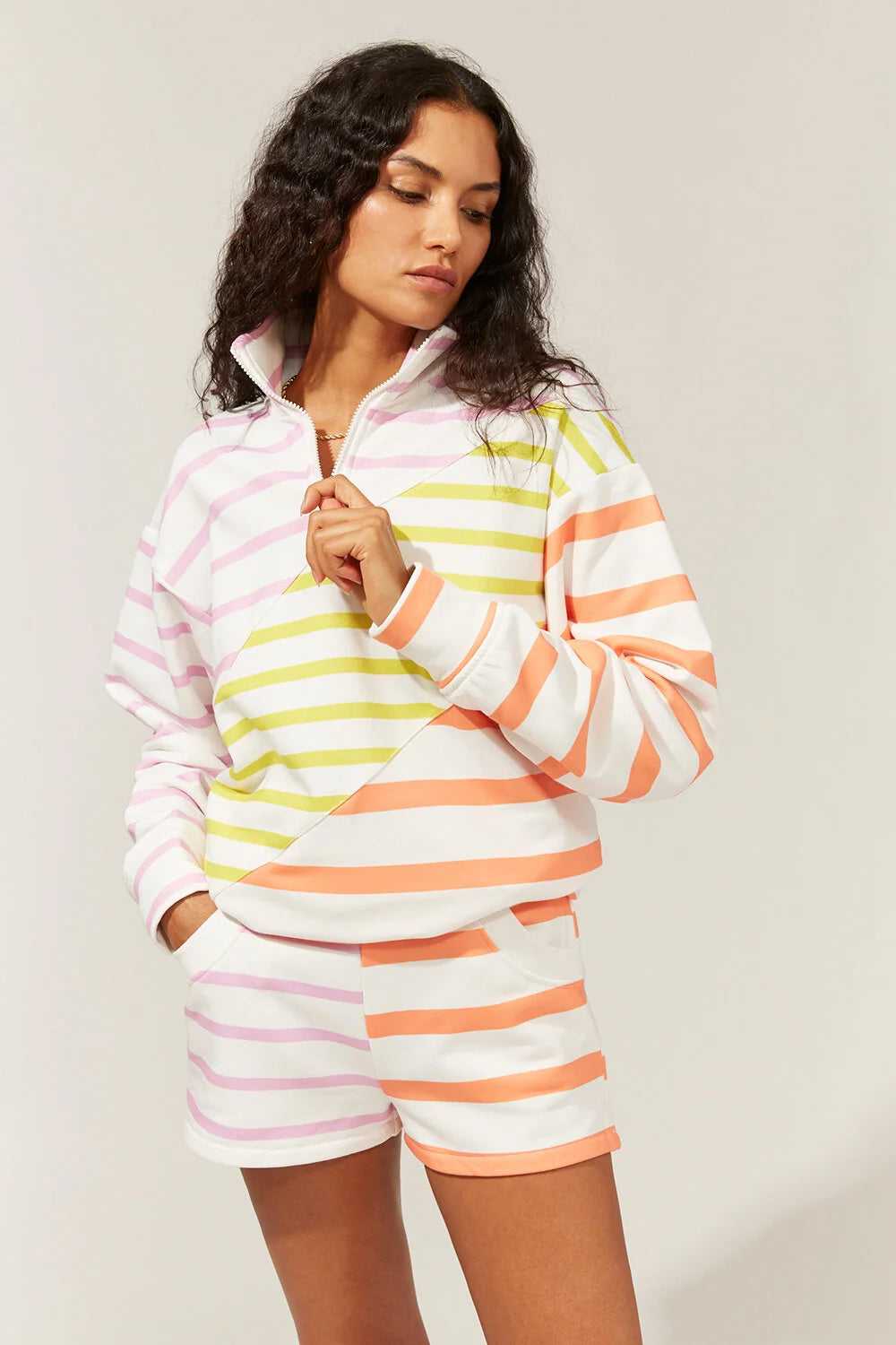 Solid & Striped The Pullover - Colorblocked Stripe Sorbet