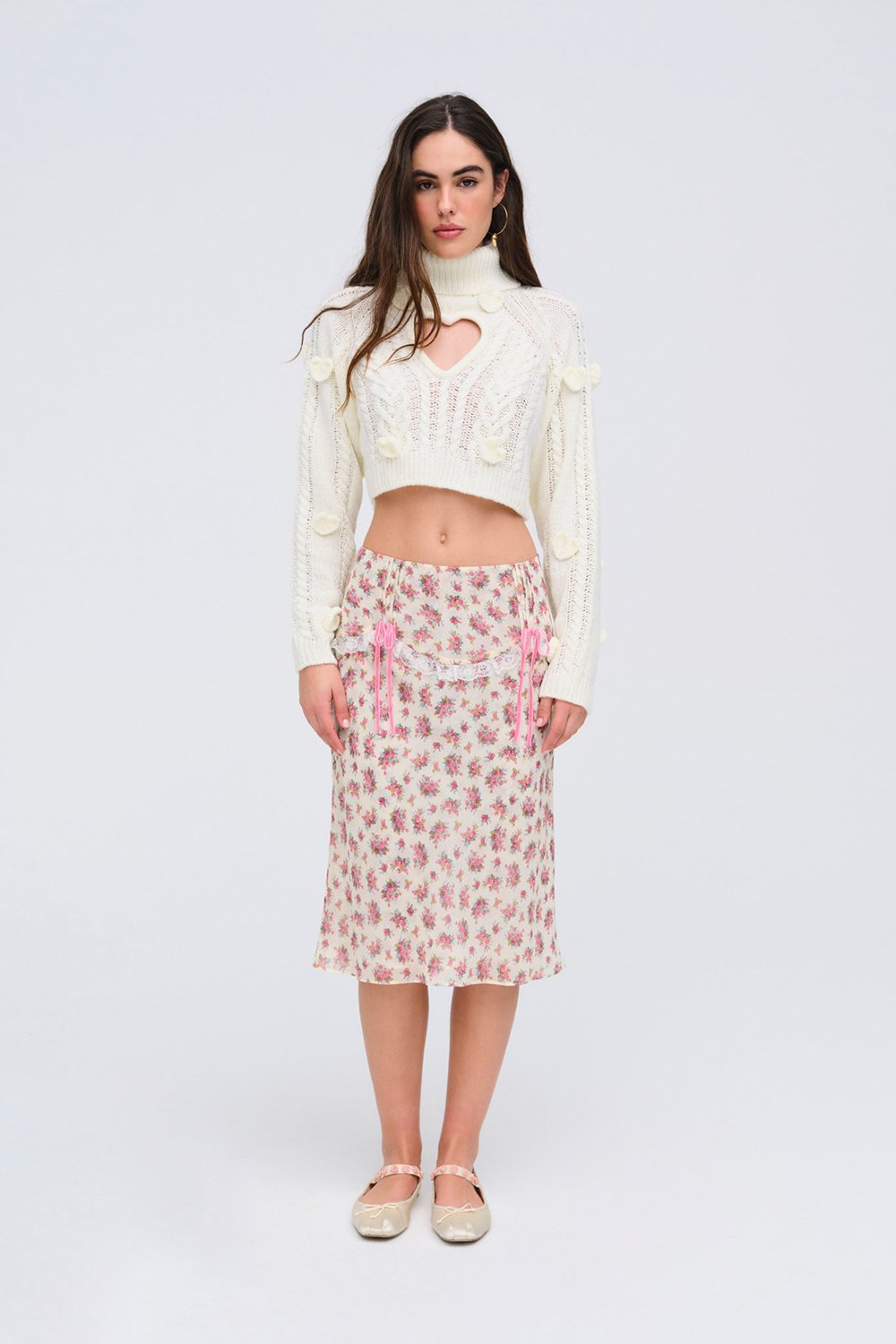 For Love & Lemons Rebecca Heart Sweater - Cream
