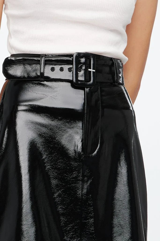 Capulet Lanora Mini Skirt - Black Patent Vegan Leather