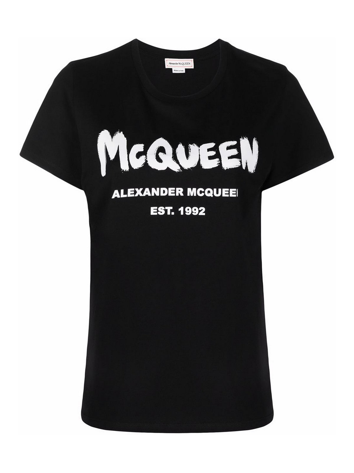 Alexander Mcqueen Graffiti Logo Short Sleeve T-shirt in Black