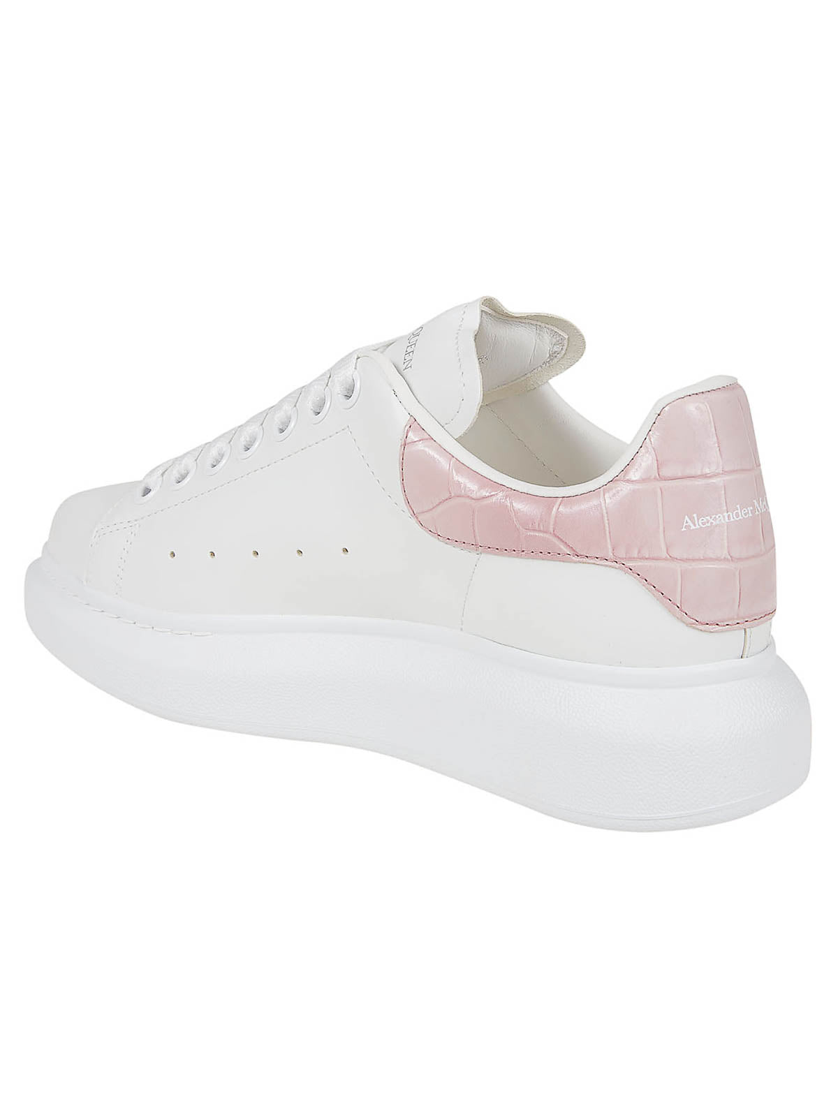 Alexander McQueen White Oversized Sneakers W Pink Croc Tab