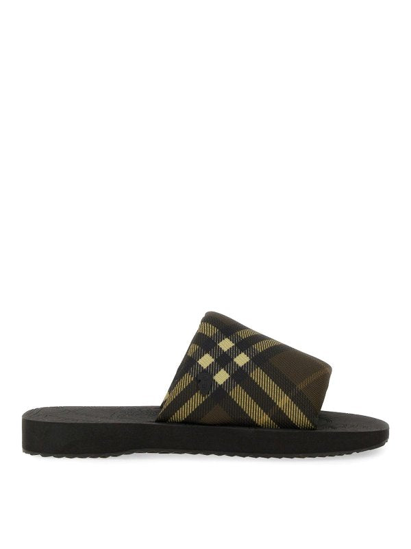 Burberyy Checkered Trek Slides In Grain