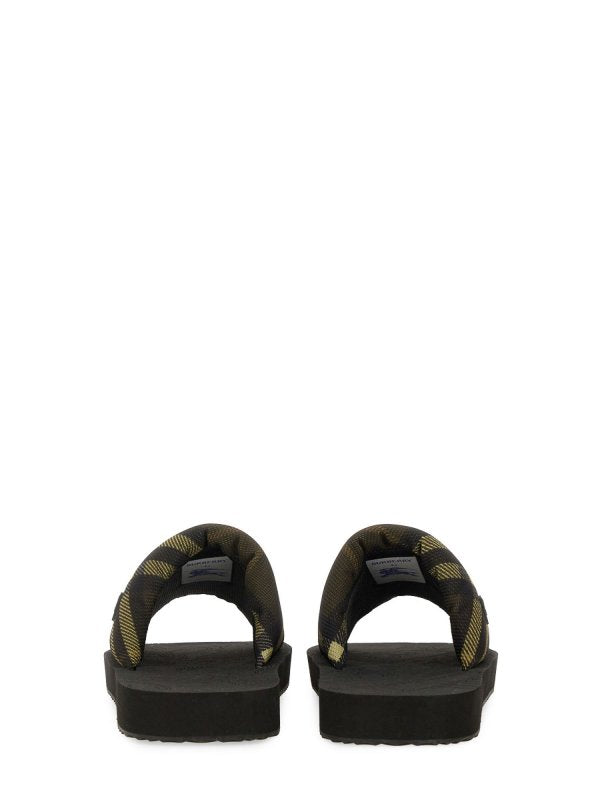 Burberyy Checkered Trek Slides In Grain