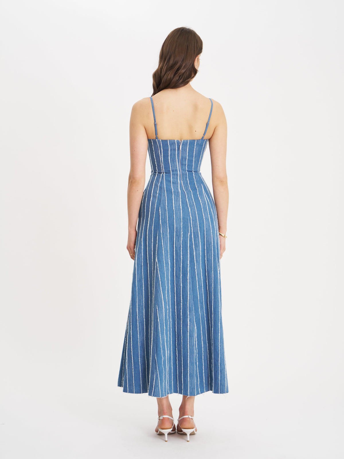 Abygail Stripe Cotton Denim Maxi Dress (Archive Sale)