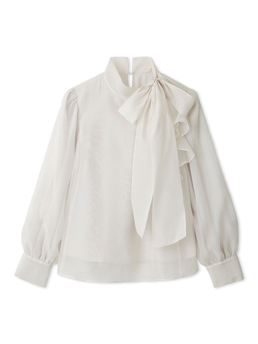 Sustainable Ruffle Ribbon Organza Blouse