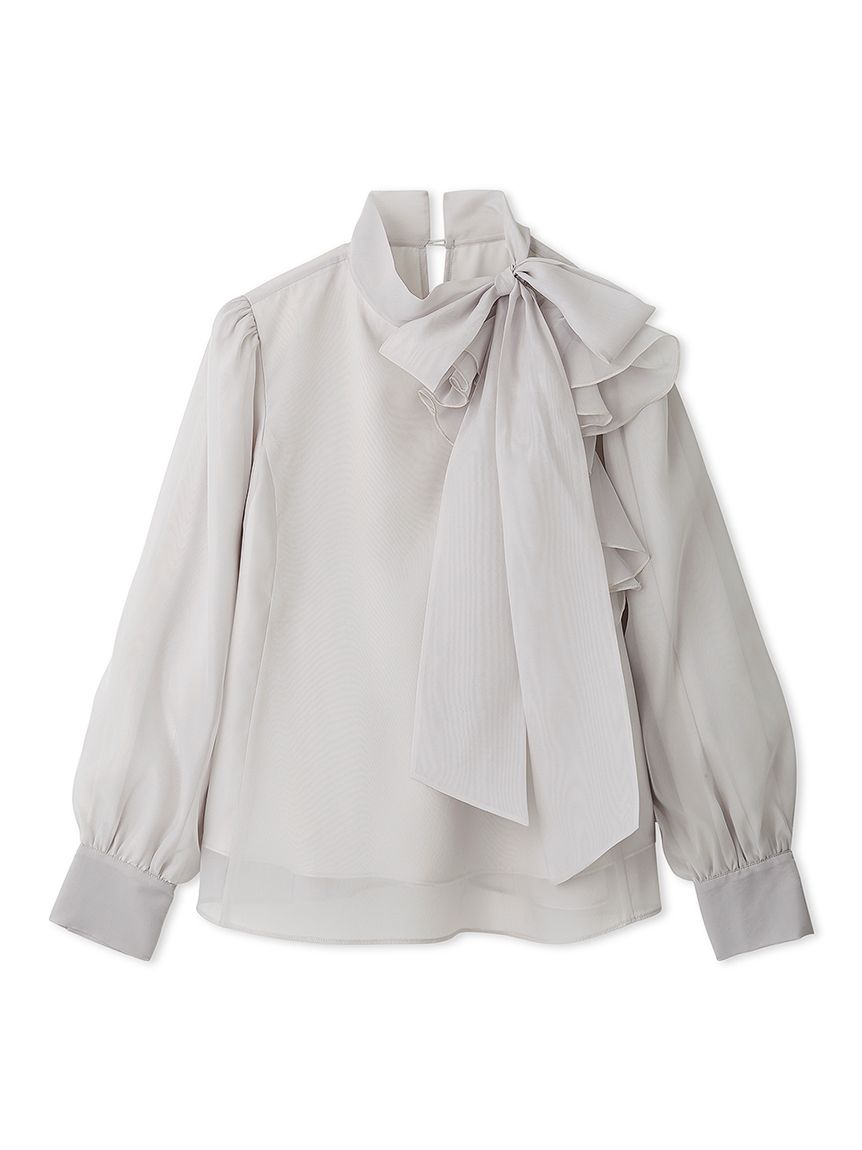 Sustainable Ruffle Ribbon Organza Blouse
