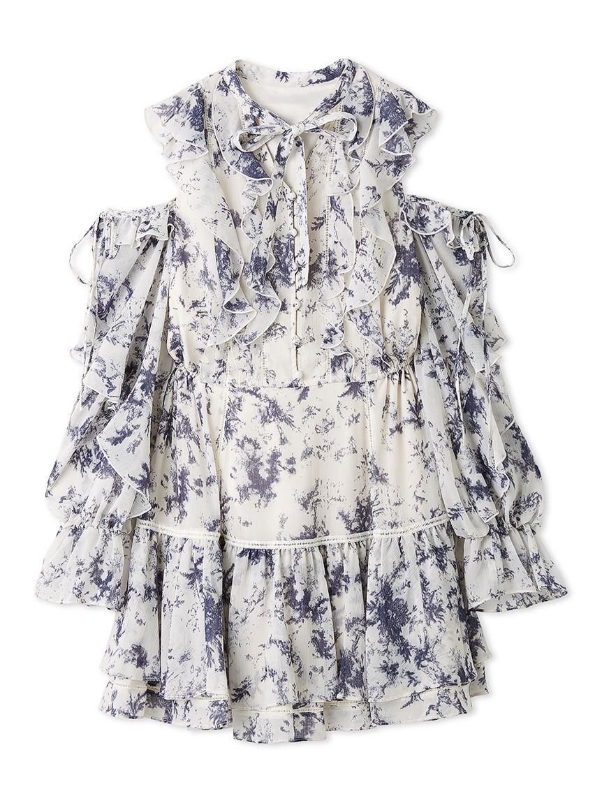 Printed Frill Mini Dress