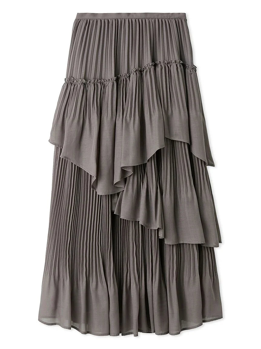 Voluminous Layered Ruffle Midi Skirt