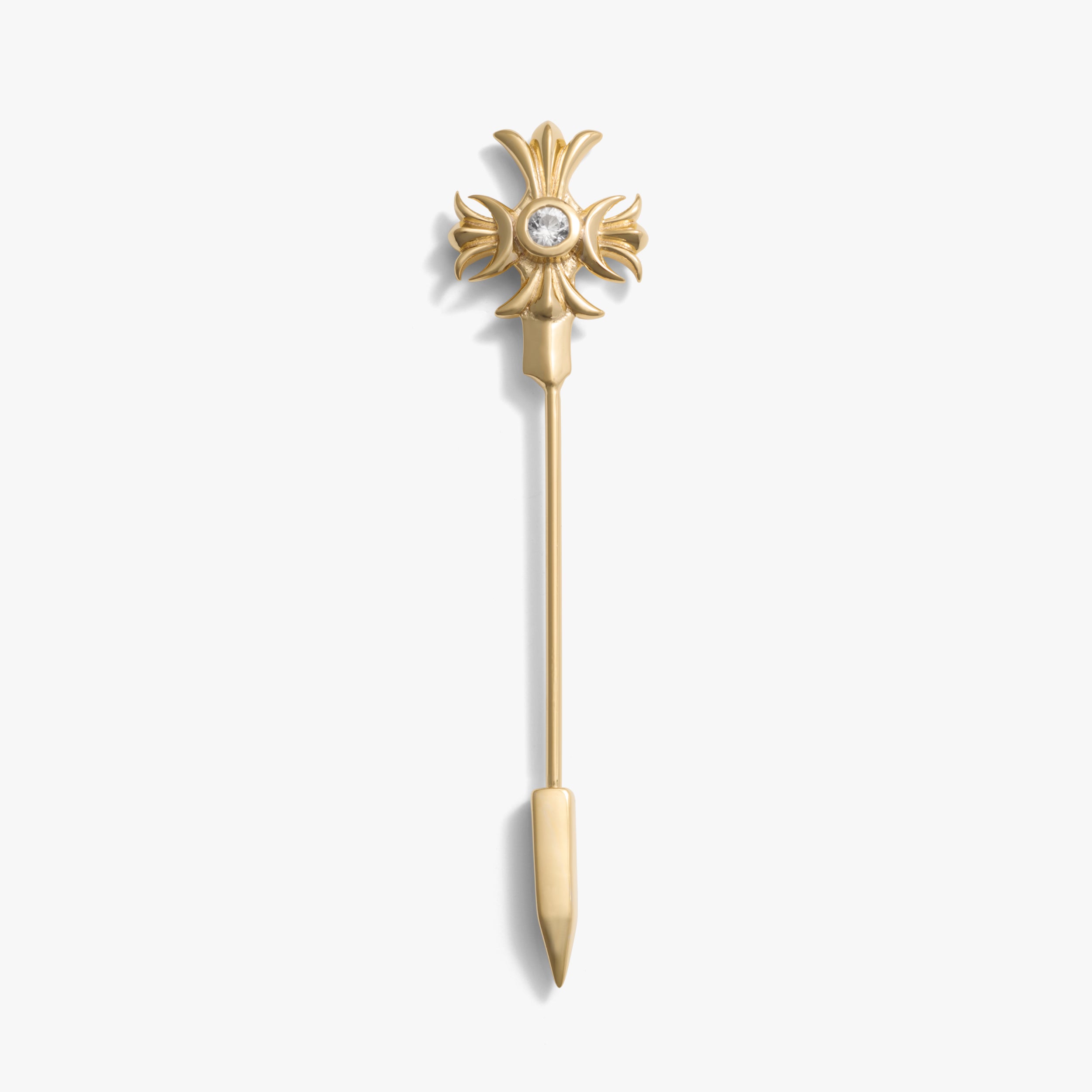Awe Inspired Accessories 14K Gold Vermeil Sapphire Triple Moon Dagger Brooch