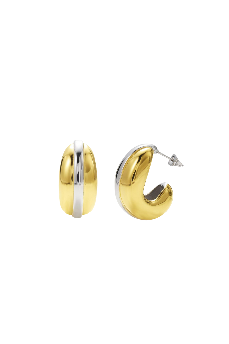 Manner Jewelry Two Tones Hoop Earrings