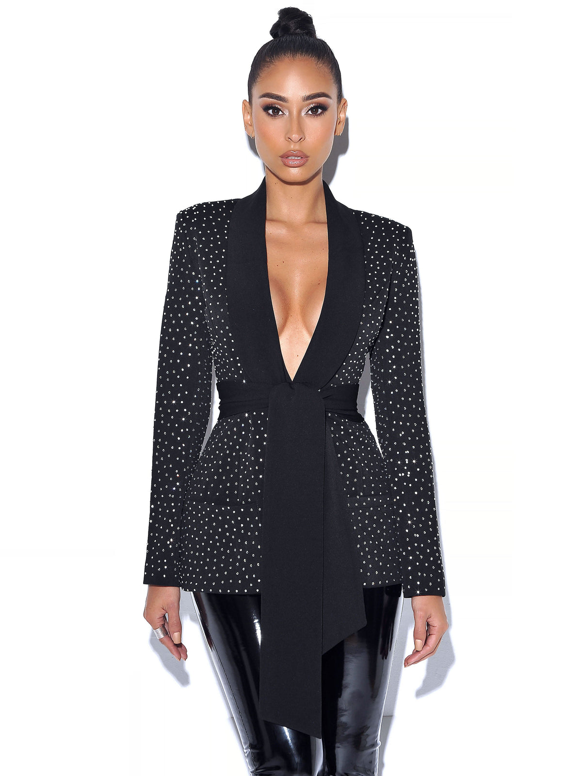 Visionary Crystal Embellished Black Blazer Jacket (Archive Sale)