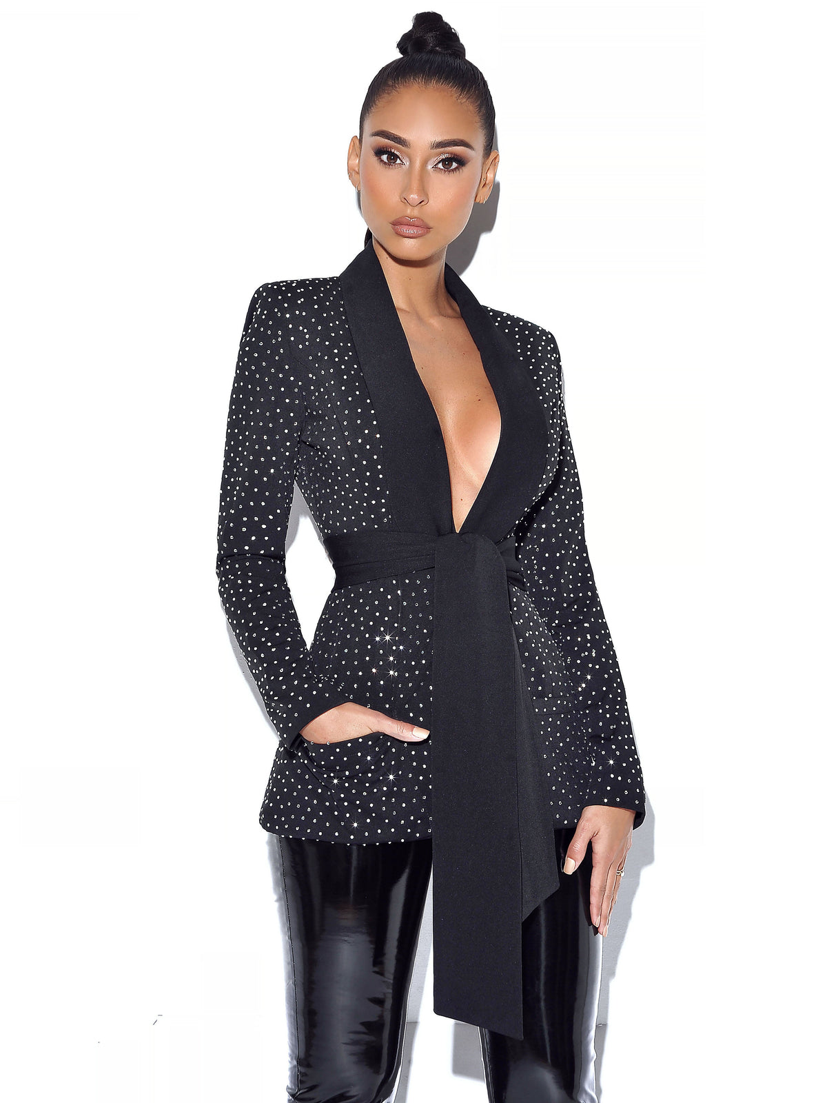 Visionary Crystal Embellished Black Blazer Jacket (Archive Sale)