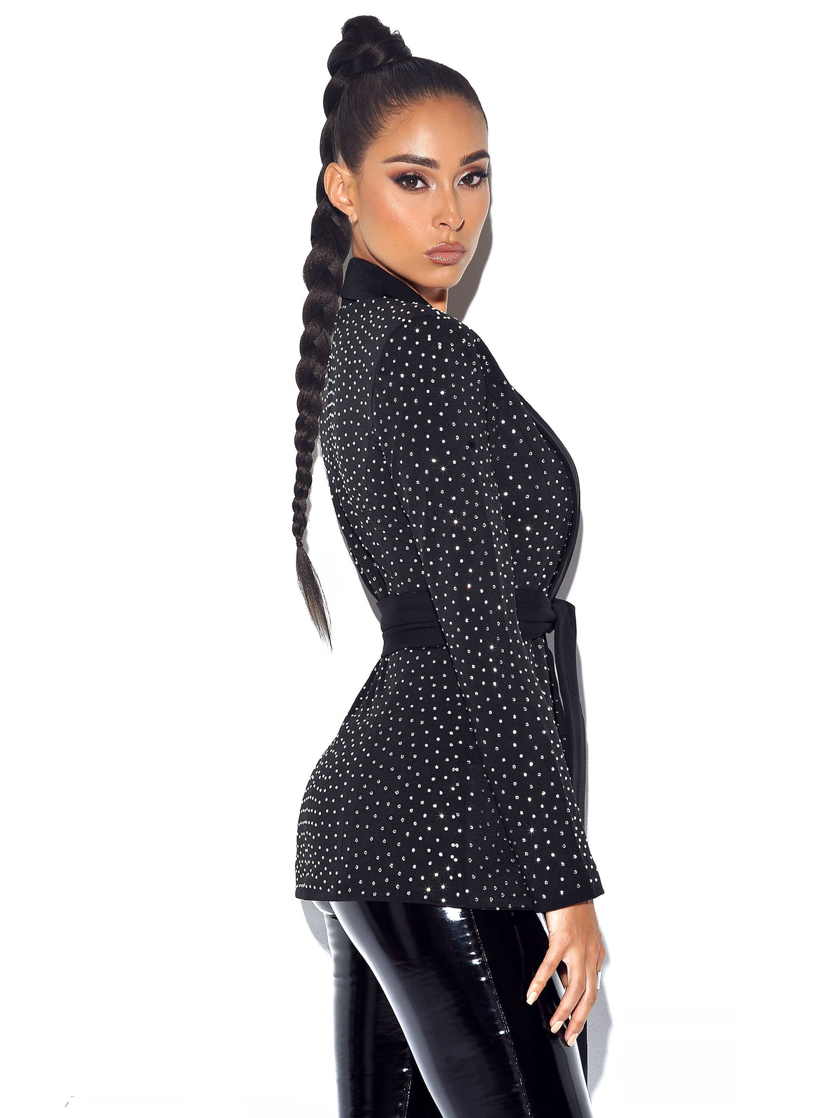 Visionary Crystal Embellished Black Blazer Jacket (Archive Sale)