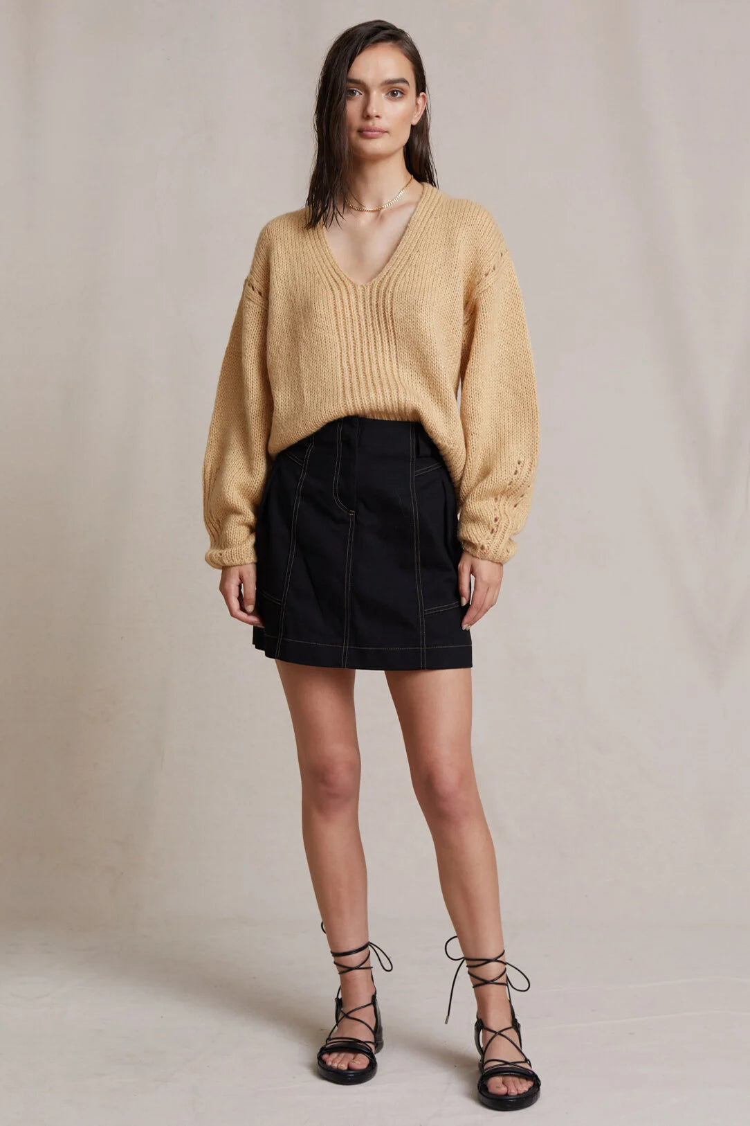 Bec + Bridge Willa Knit V-Neck Jumper - Sand