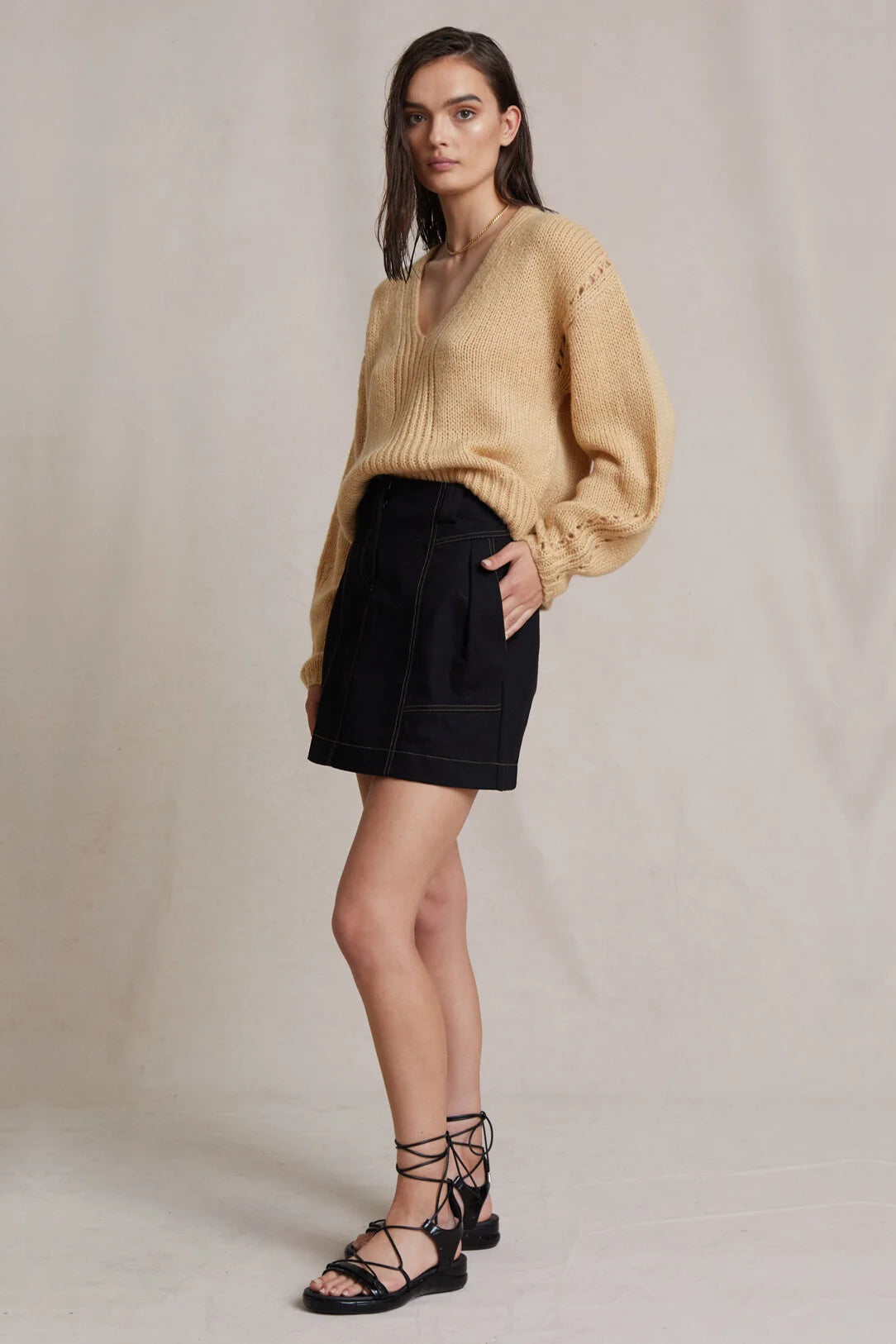 Bec + Bridge Willa Knit V-Neck Jumper - Sand