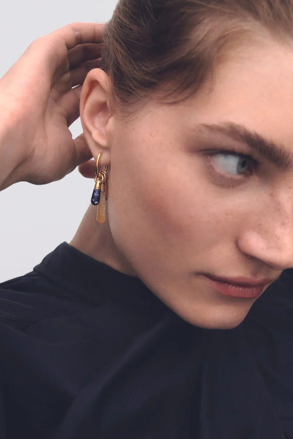 PDPAOLA Yellow Aventurine Large Jupiter Single Hoop