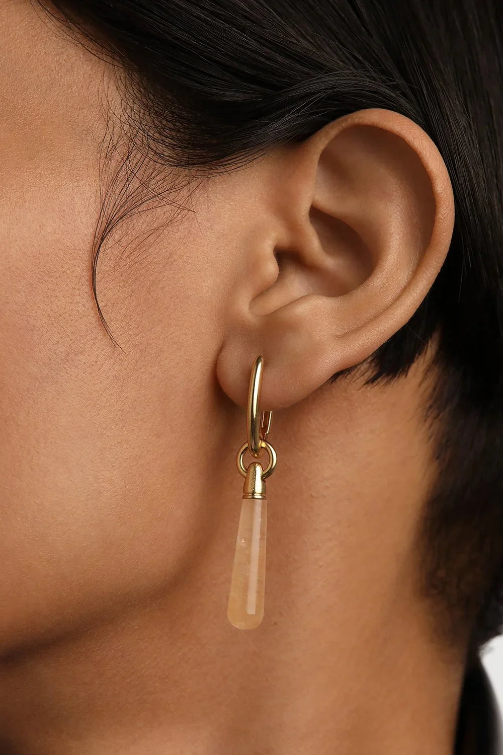 PDPAOLA Yellow Aventurine Large Jupiter Single Hoop