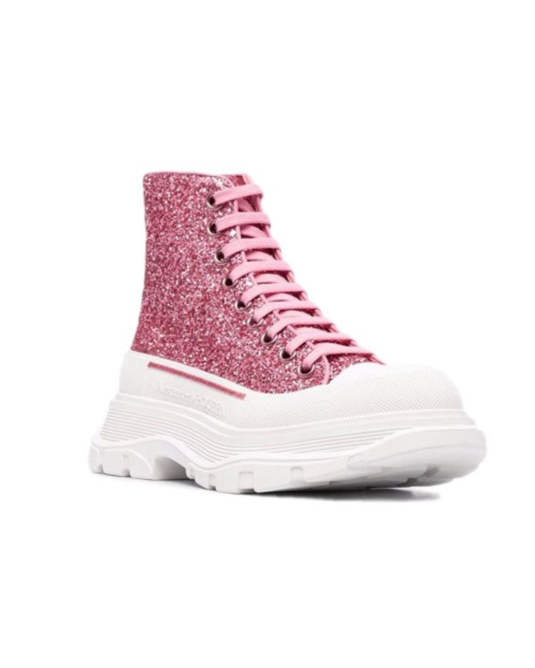 Alexander McQueen(WMNS) Tread Slick Glitter High-Top 'Pink White'