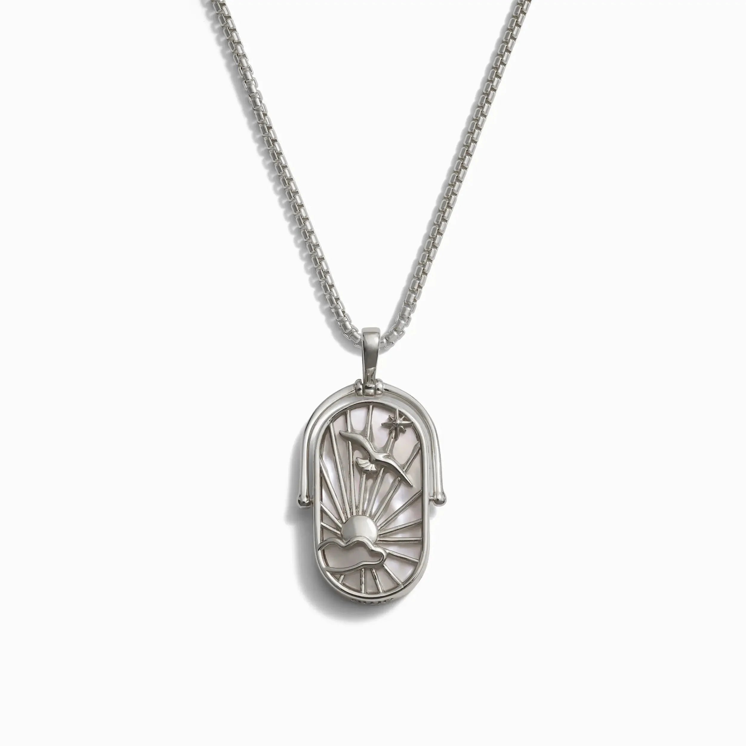 Awe Inspired Men's Sterling Silver / Air Element Necklace with 2.1mm Rounded Box Chain