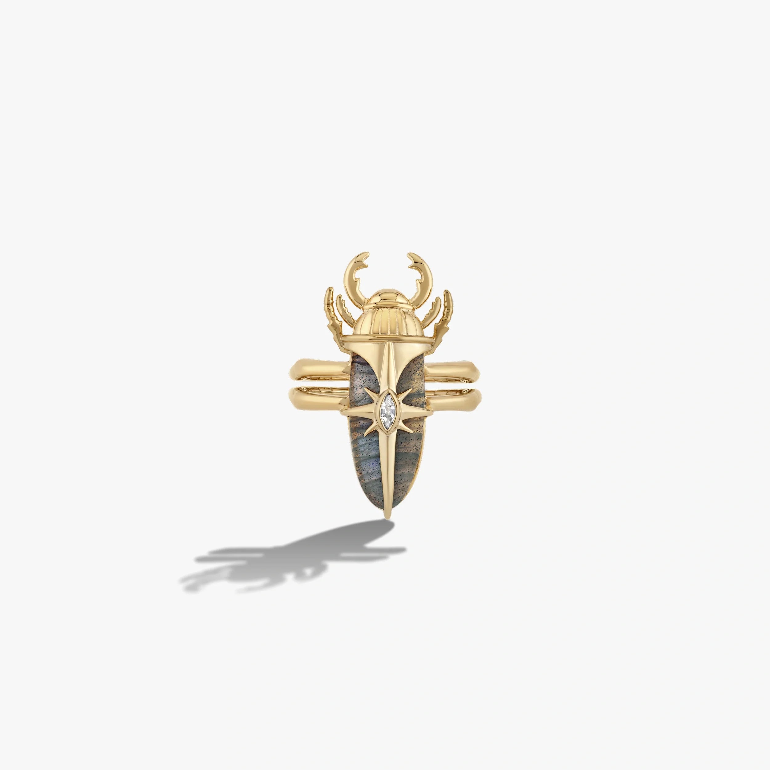 Awe Inspired Rings 14K Yellow Gold Vermeil / 5 Labradorite Beetle Ring