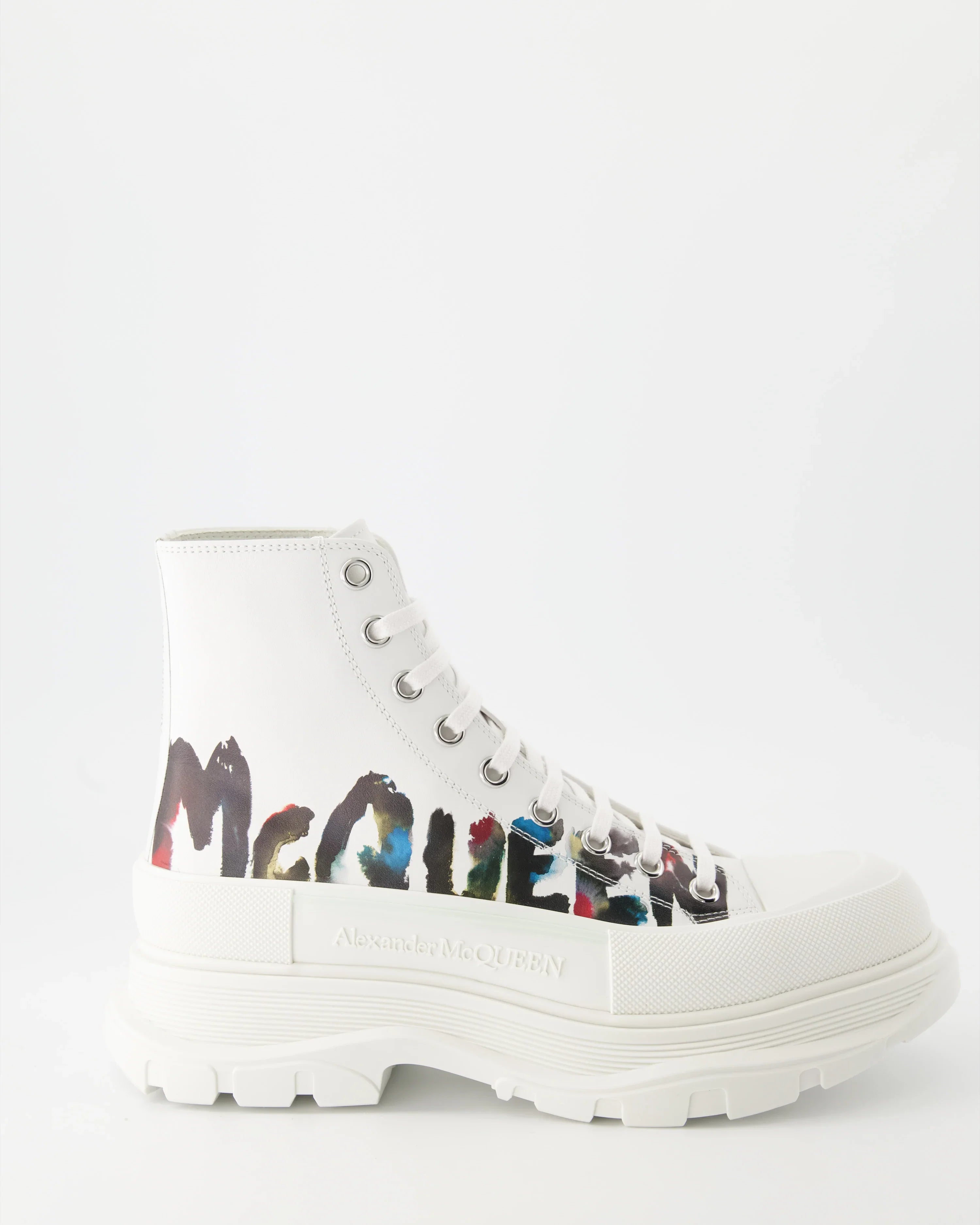 Alexander McQueen Tread Slick Boot 'Graffiti Logo - White Multi-Color'