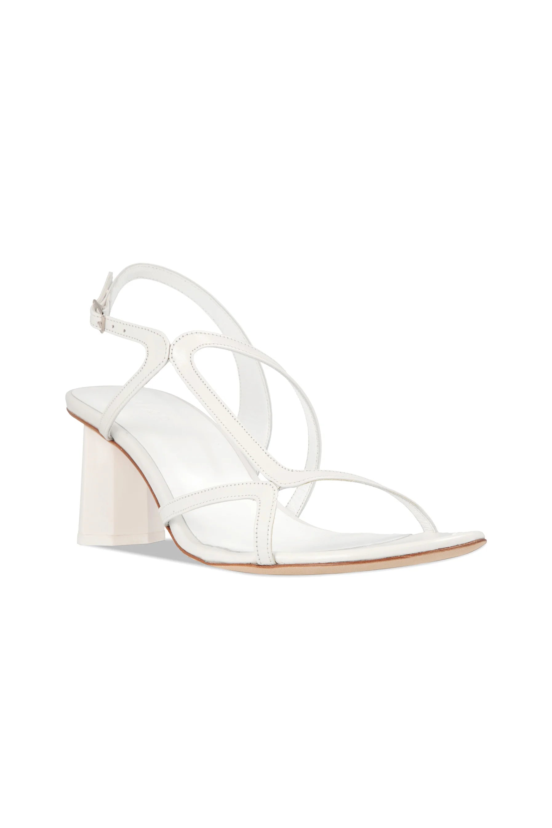 BY FAR Brigette Optic White Leather Sandals