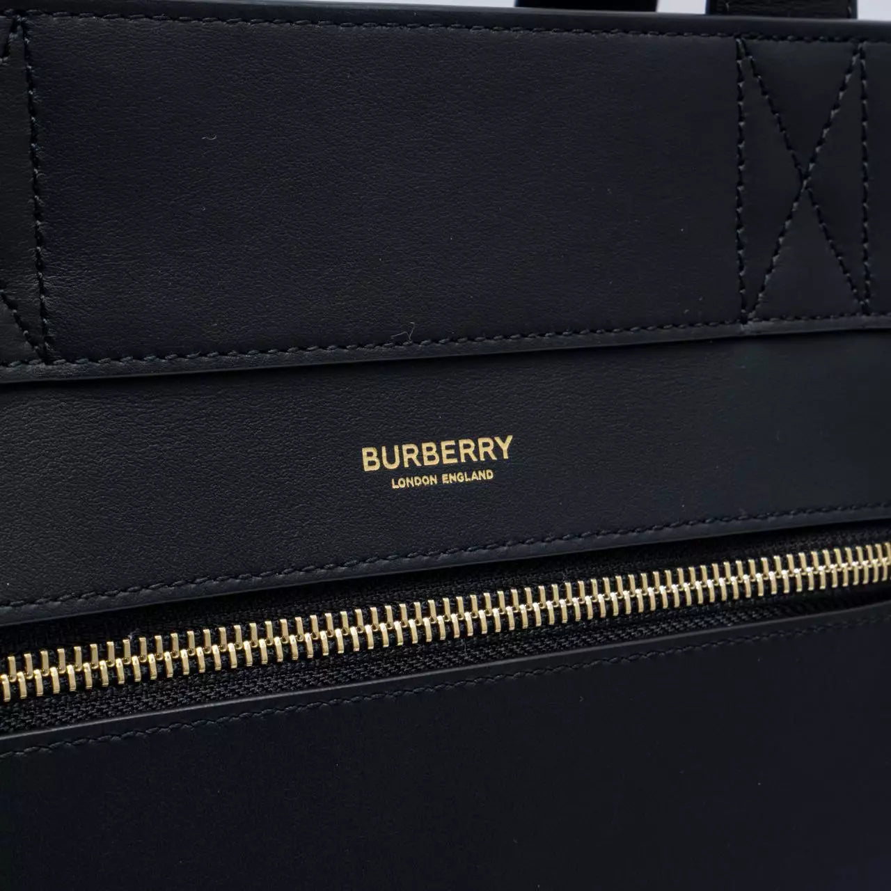 Burberry Canvas Combination Tote Bag Black Beige