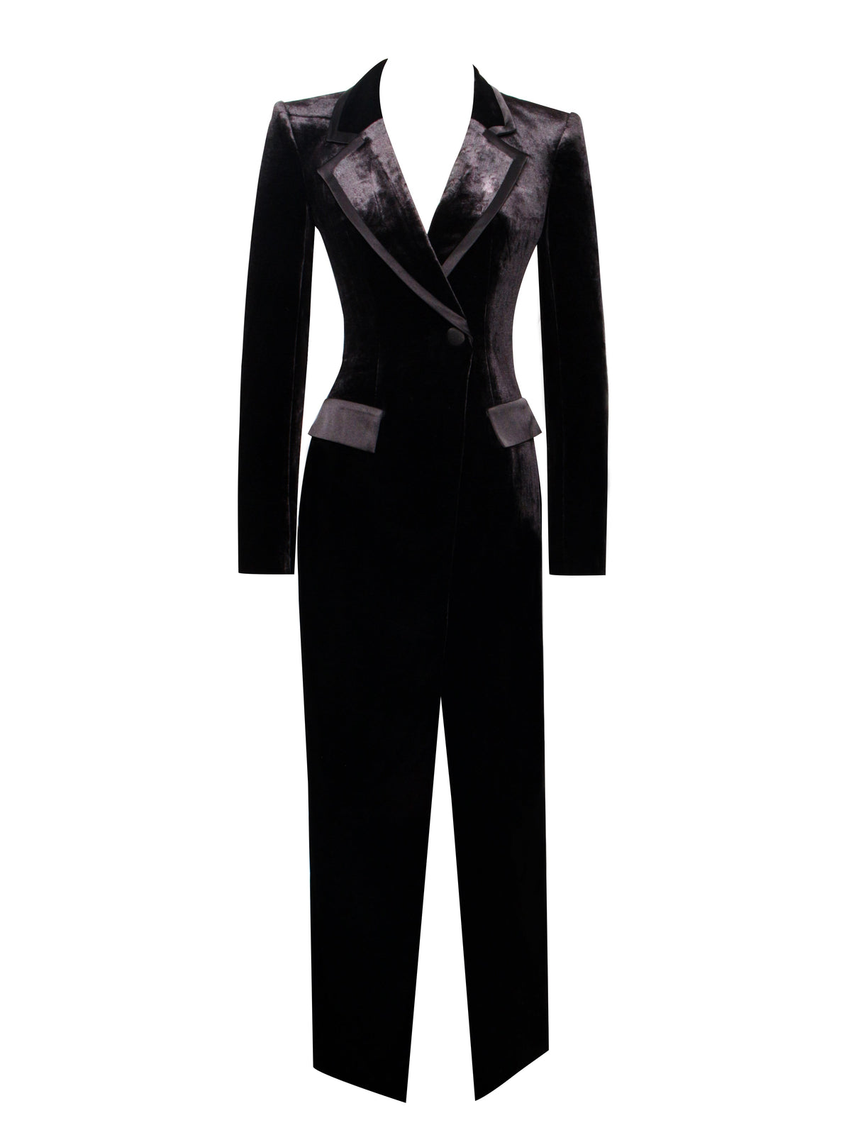 Willow Velvet High Slit Blazer Gown (Archive Sale)