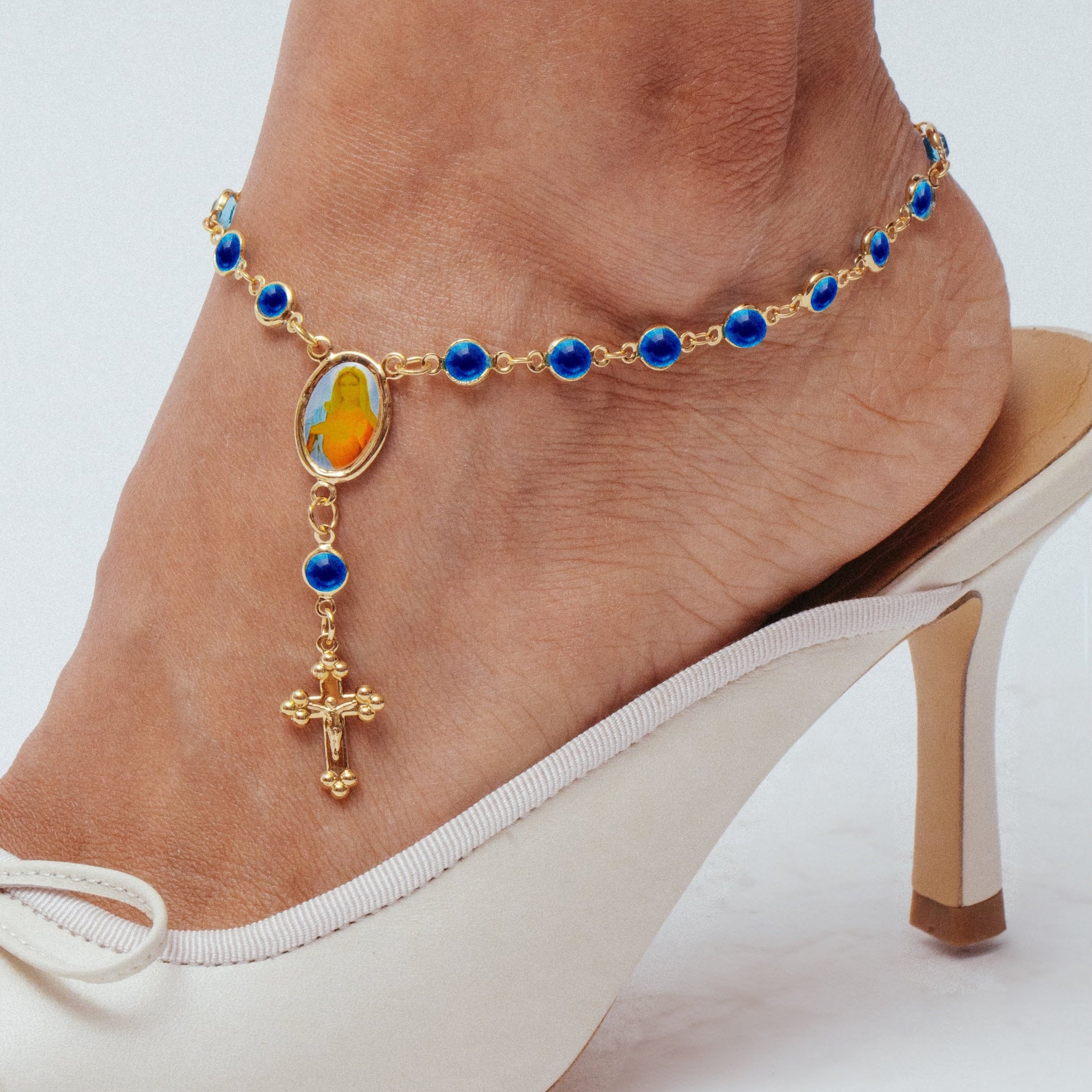 THE DARK BLUE ROSARY ANKLET