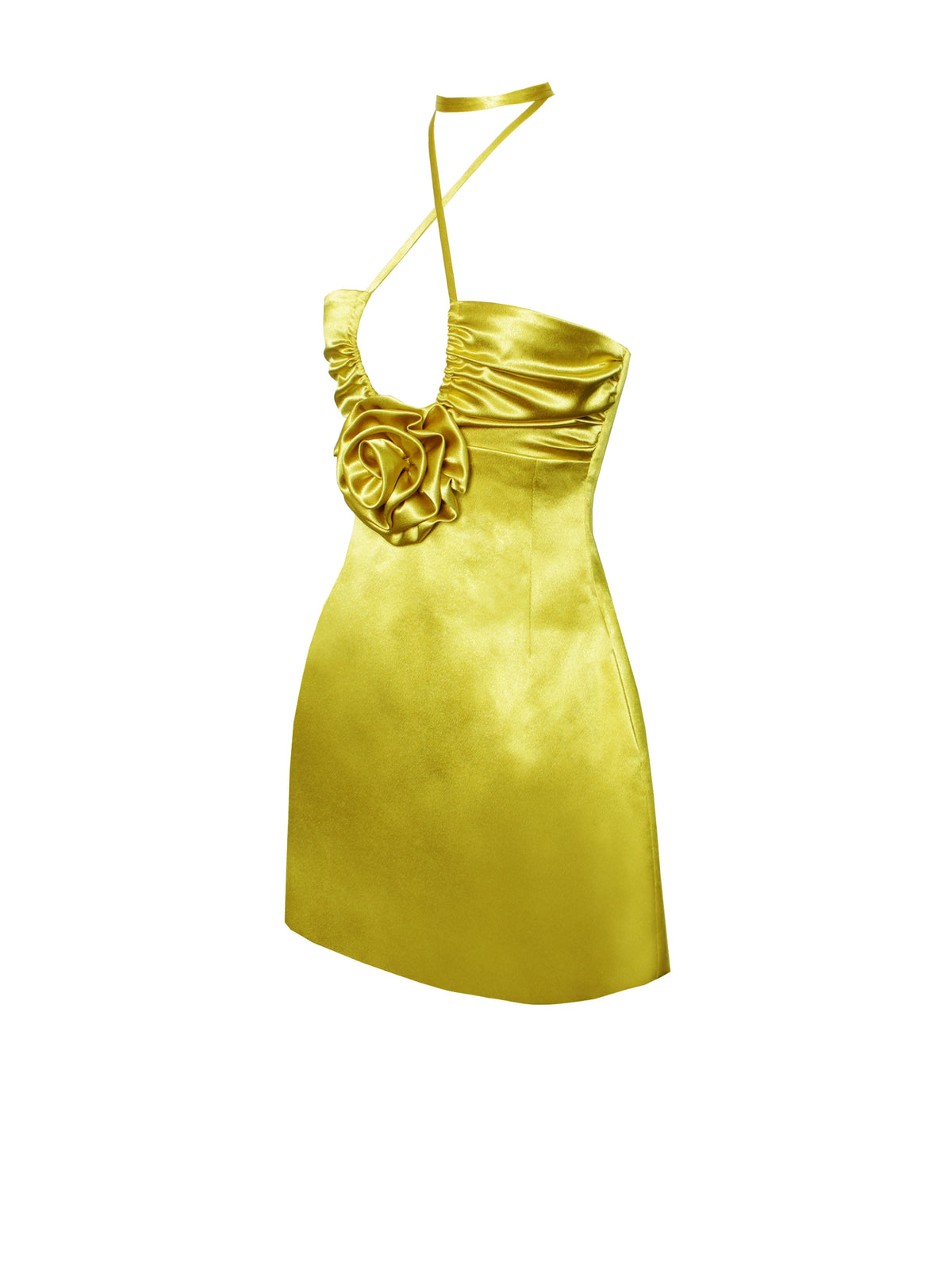 Marcia Gold Satin Strappy Halter Neck Dress (Archive Sale)