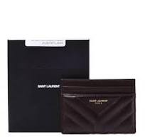Saint Laurent Joan Card Case in Quilted Leather Black