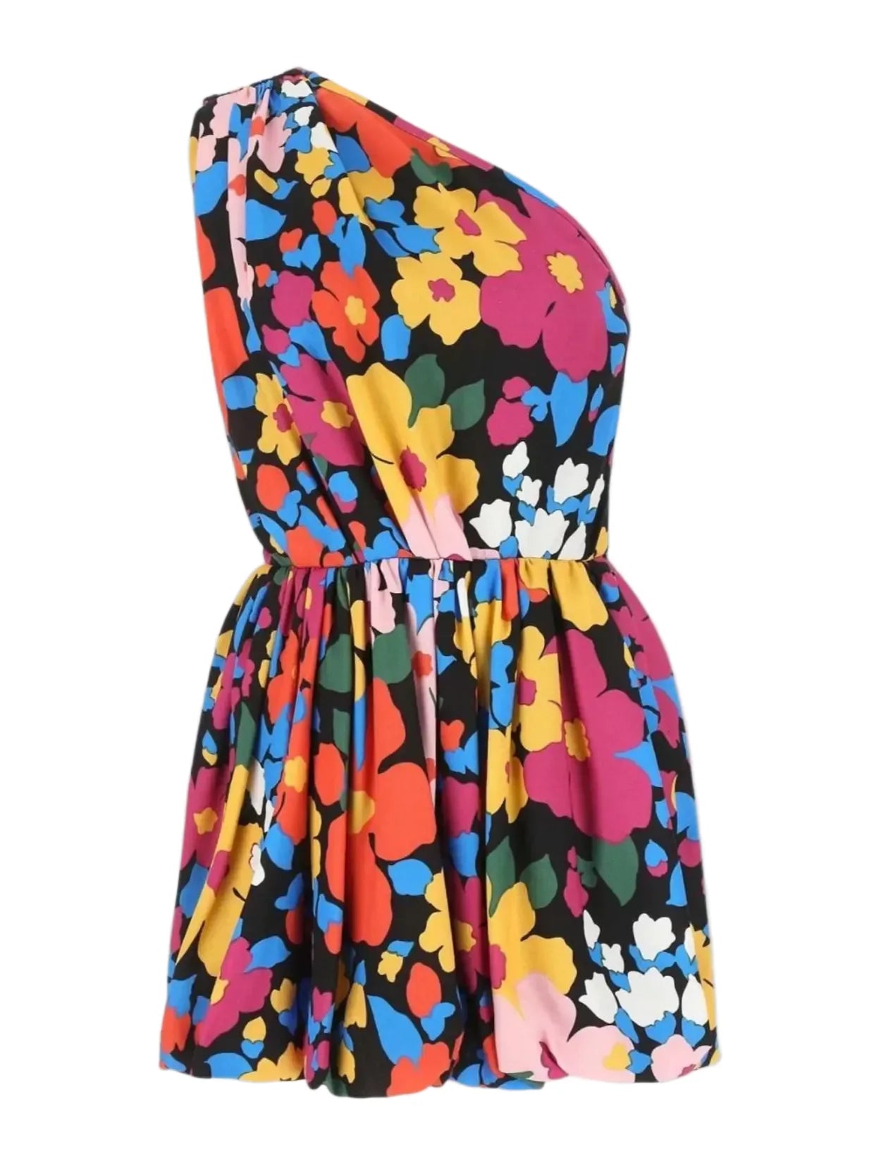 Saint Laurent  One-shoulder floral print mini dress