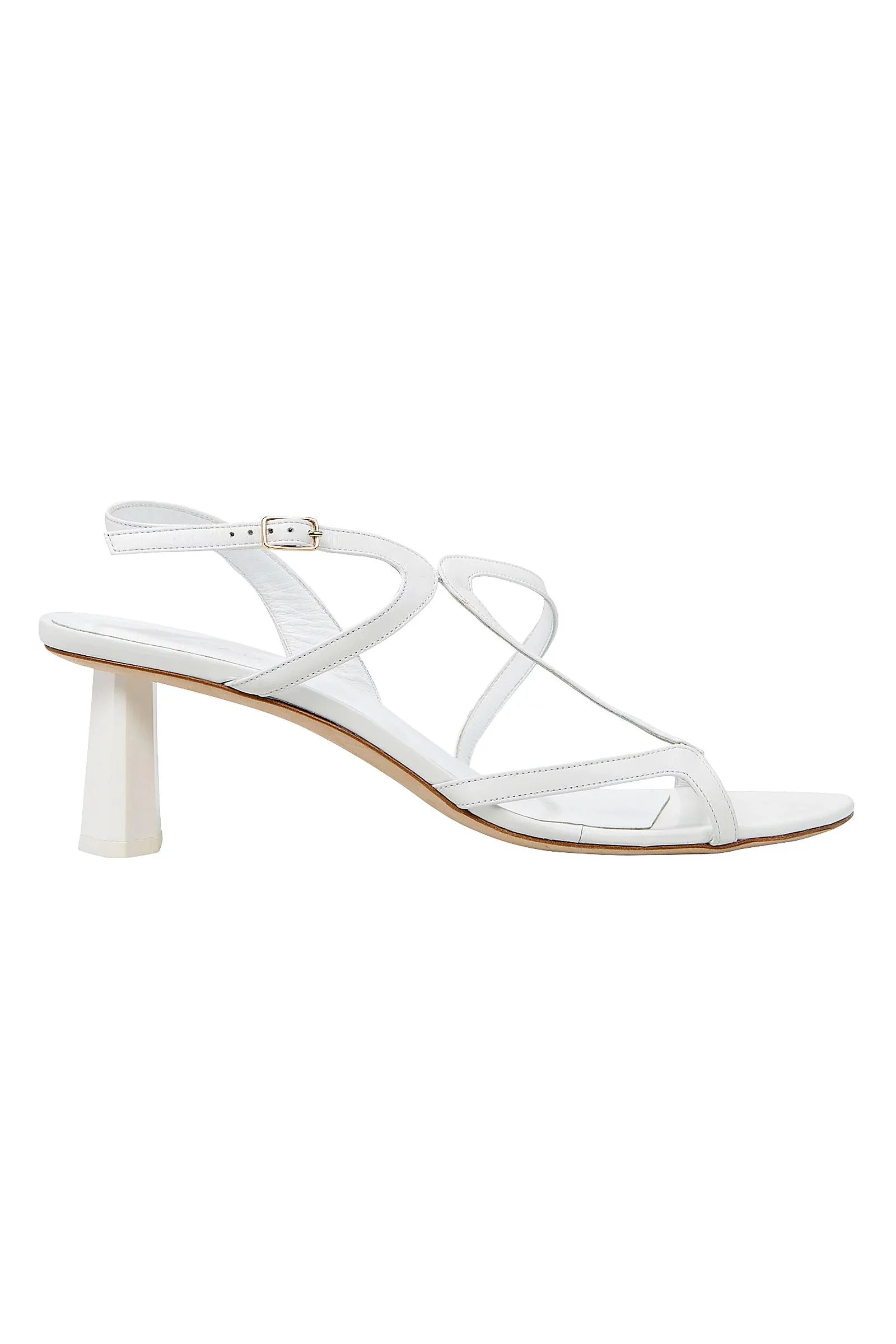 BY FAR Brigette Optic White Leather Sandals