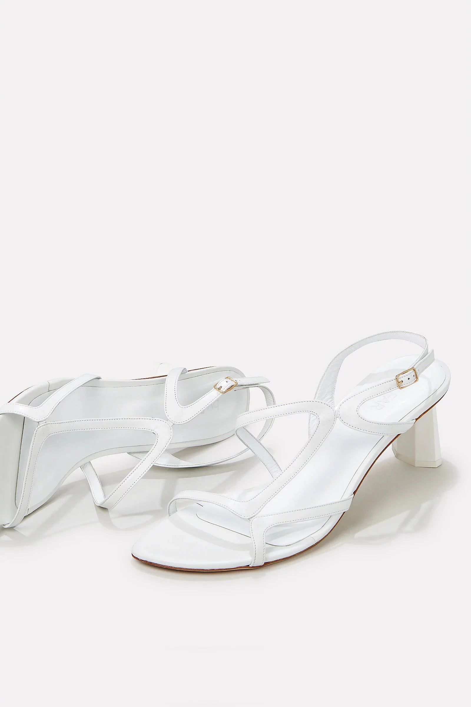Brigette Optic White Leather Sandals