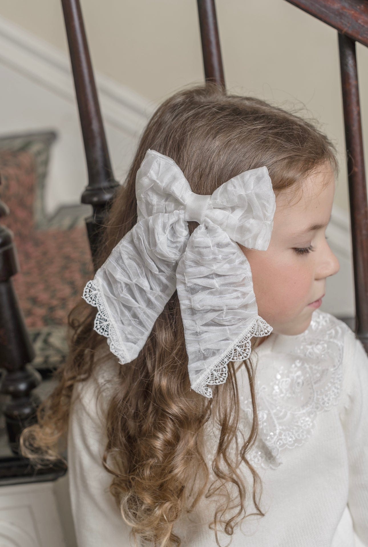 Blair White Organza Hair Bow - Petite Maison Kids