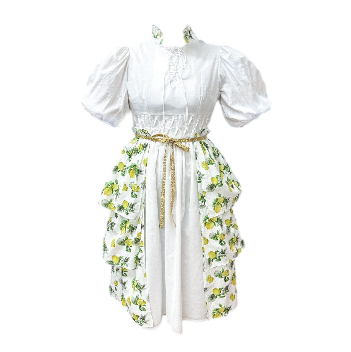 Amalfi Lemon Print Linen Mom Dress - Petite Maison Kids