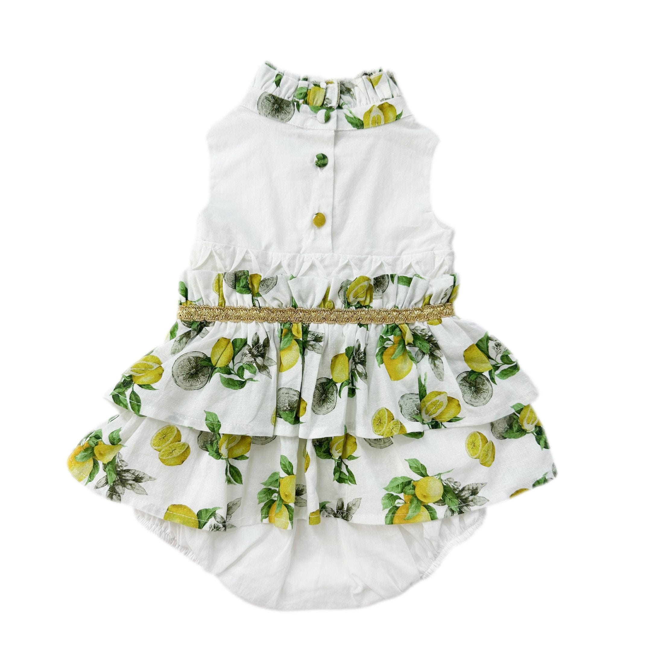 Amalfi Lemon Print Linen Romper - Petite Maison Kids