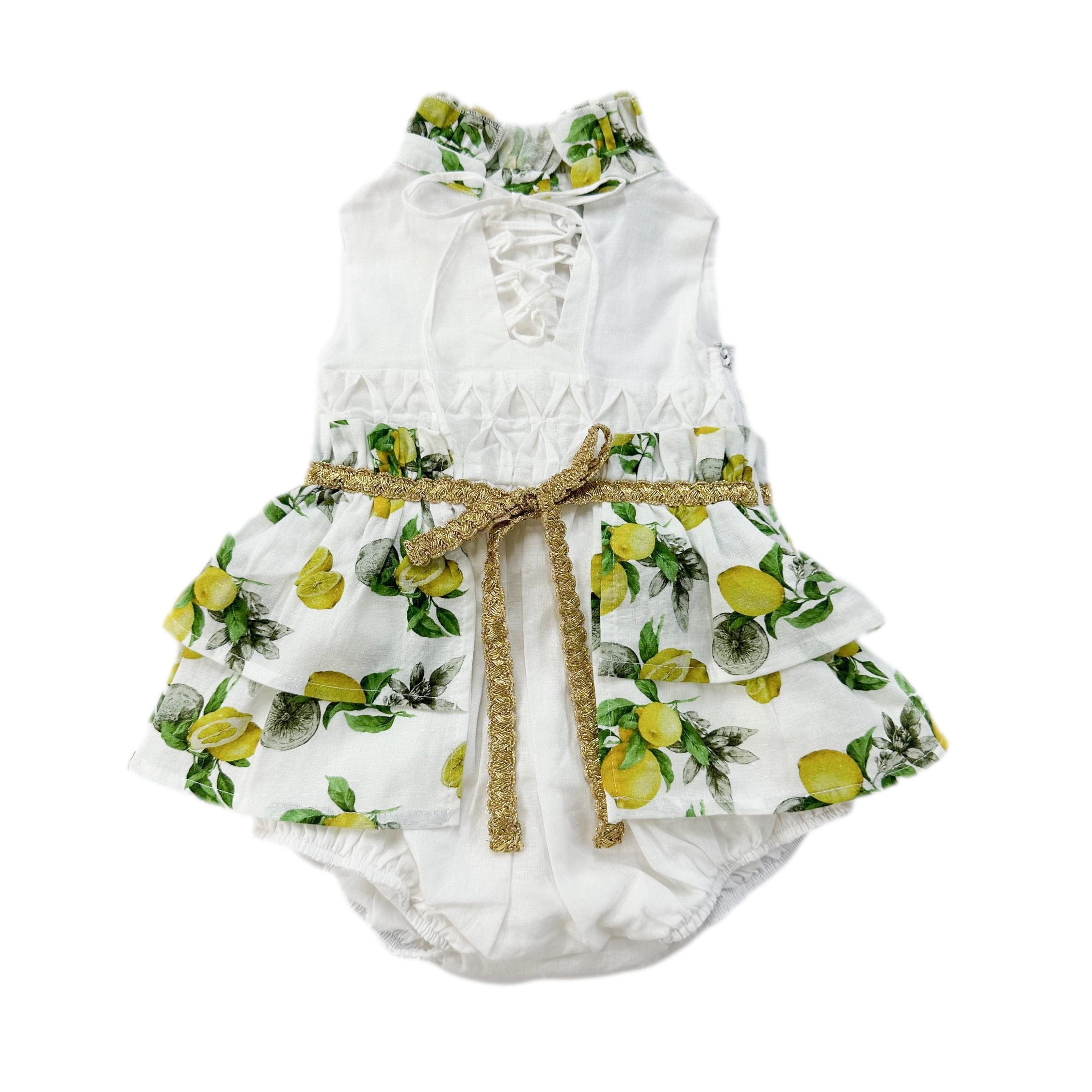 Amalfi Lemon Print Linen Romper - Petite Maison Kids