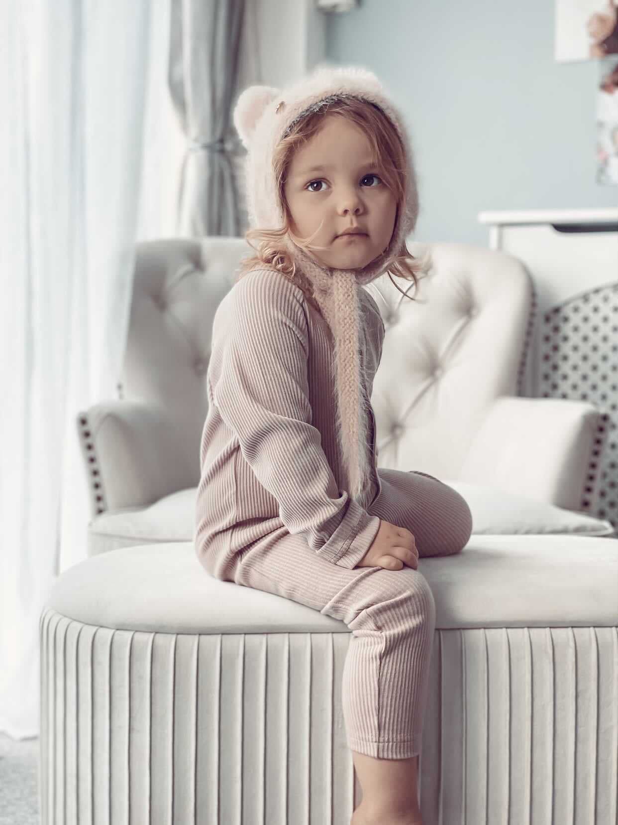 Ribbed Cotton Playsuit - Dusty Pink - Petite Maison Kids