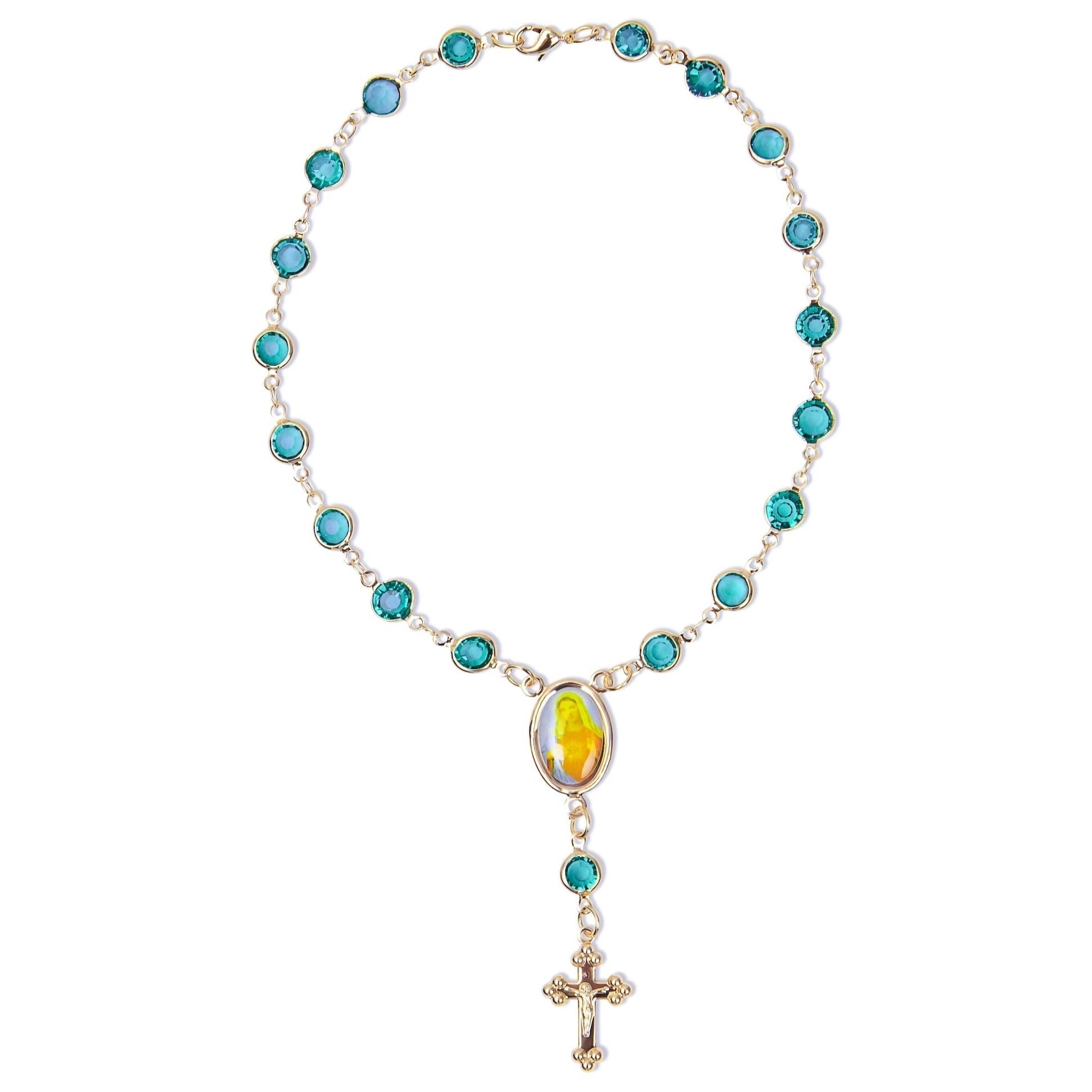 THE AQUA MARINE ROSARY ANKLET - The M Jewelers