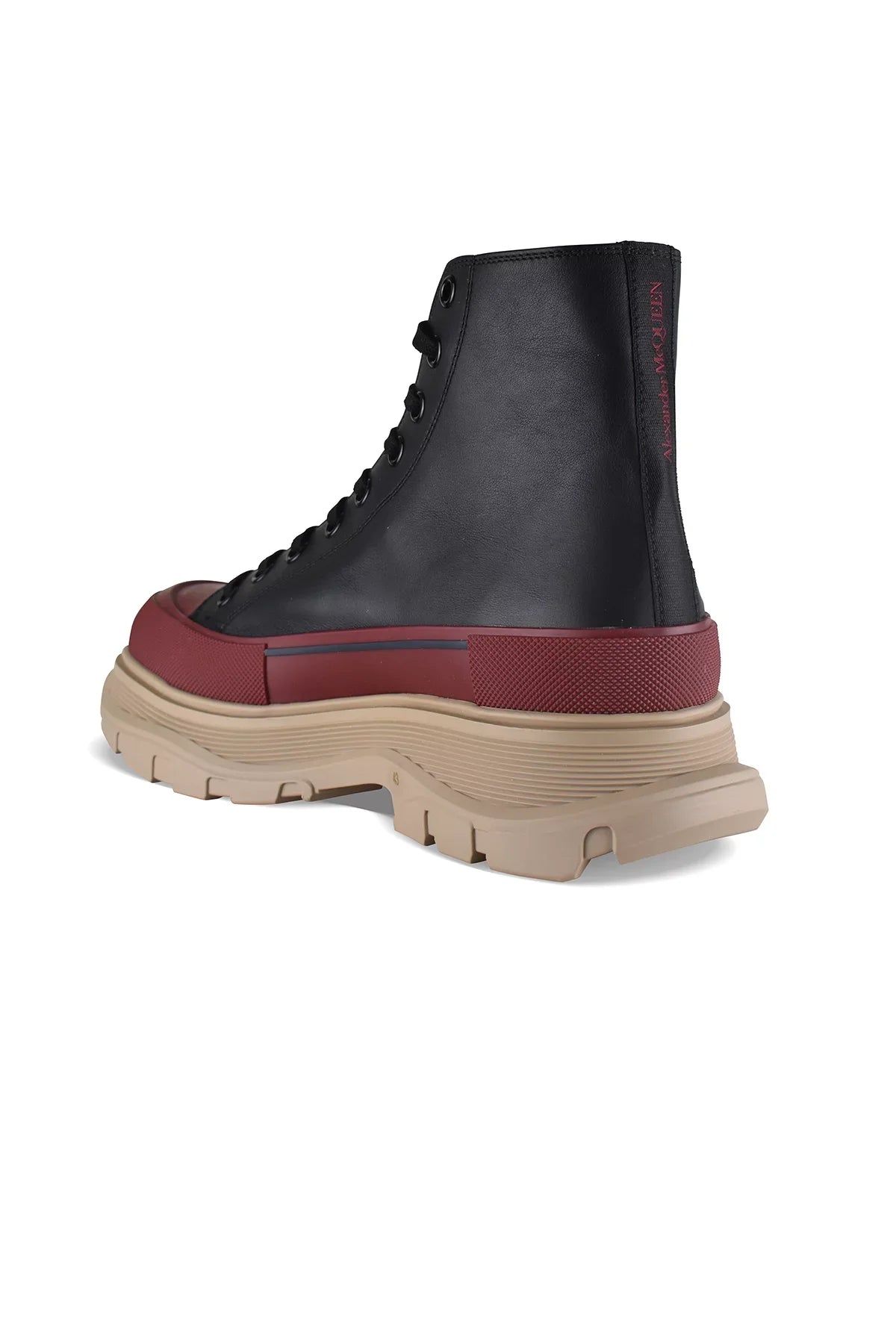 Alexander McQueen Tread Slick Boot Black Red Beige