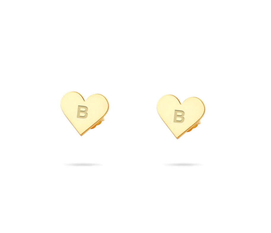 THE TINY BLOCK HEART INITIAL STUDS - The M Jewelers