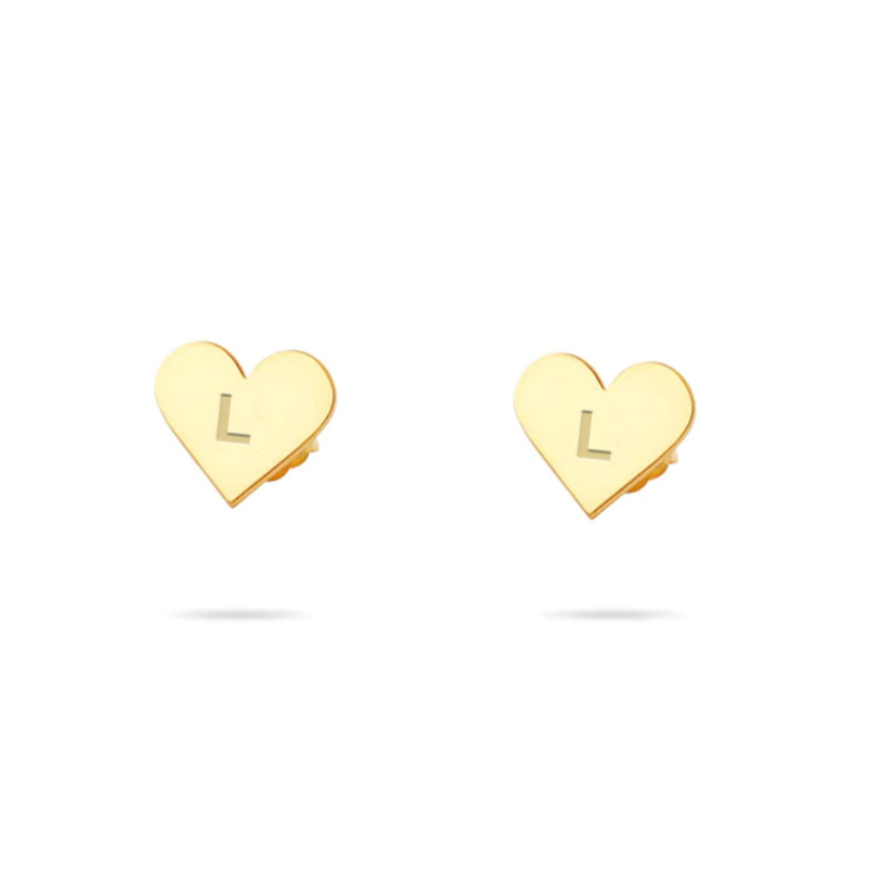 THE TINY BLOCK HEART INITIAL STUDS - The M Jewelers