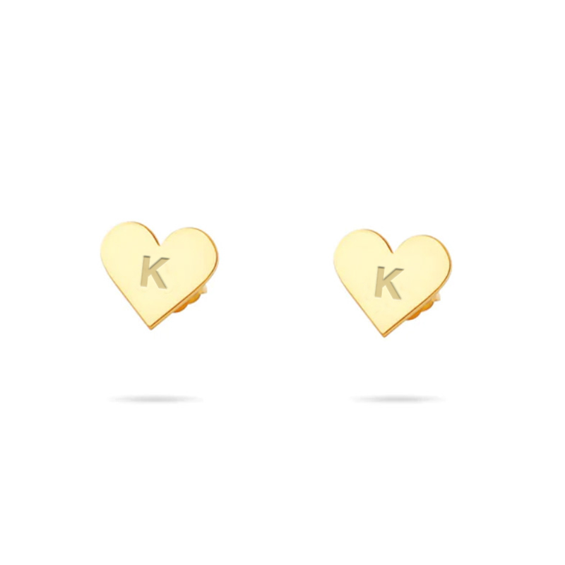 THE TINY BLOCK HEART INITIAL STUDS - The M Jewelers