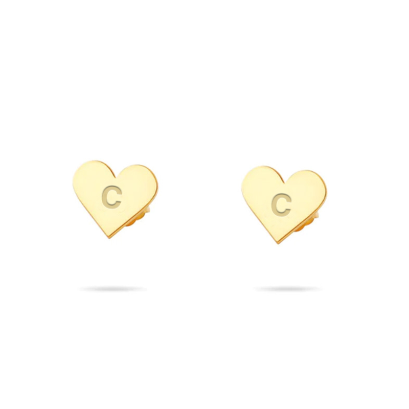 THE TINY BLOCK HEART INITIAL STUDS - The M Jewelers