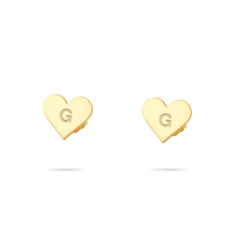 THE TINY BLOCK HEART INITIAL STUDS - The M Jewelers