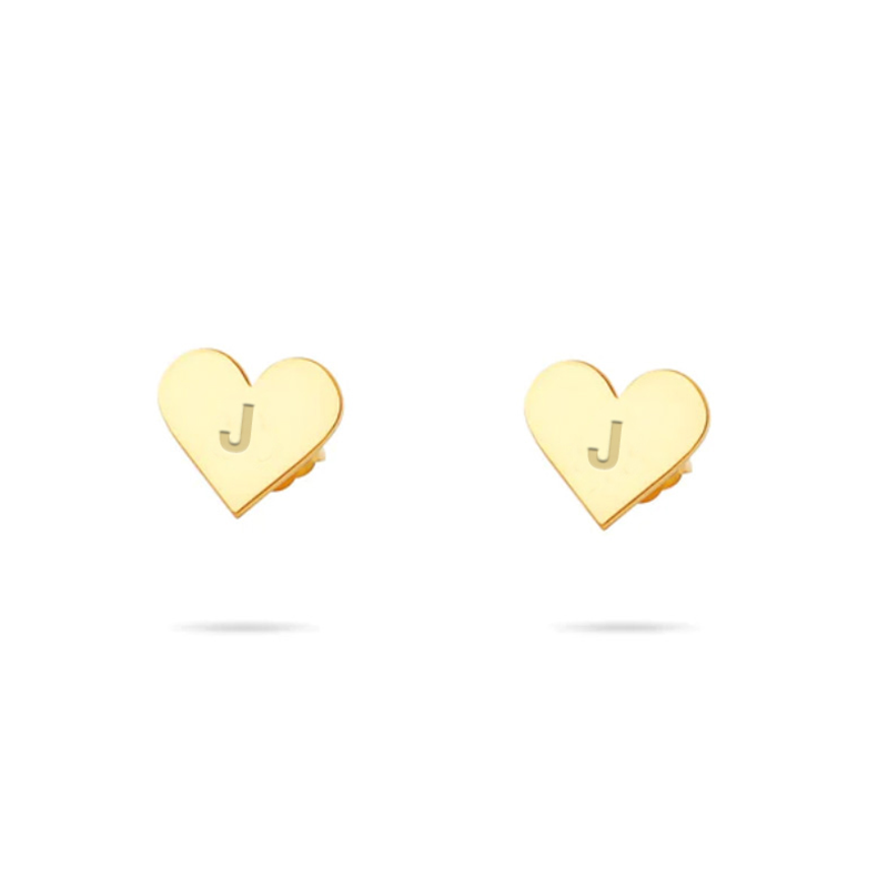 THE TINY BLOCK HEART INITIAL STUDS - The M Jewelers